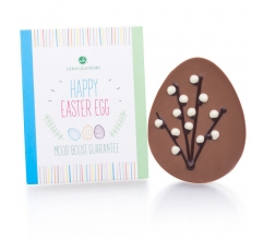 Happy Easter Egg met wilgentakjes - Chocolade Chocolade paasfiguurtje bedrukken